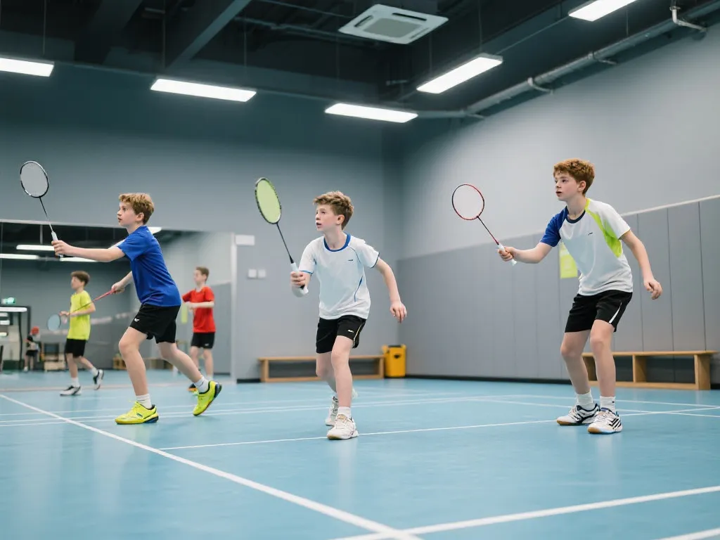 青少年羽毛球训练场景
